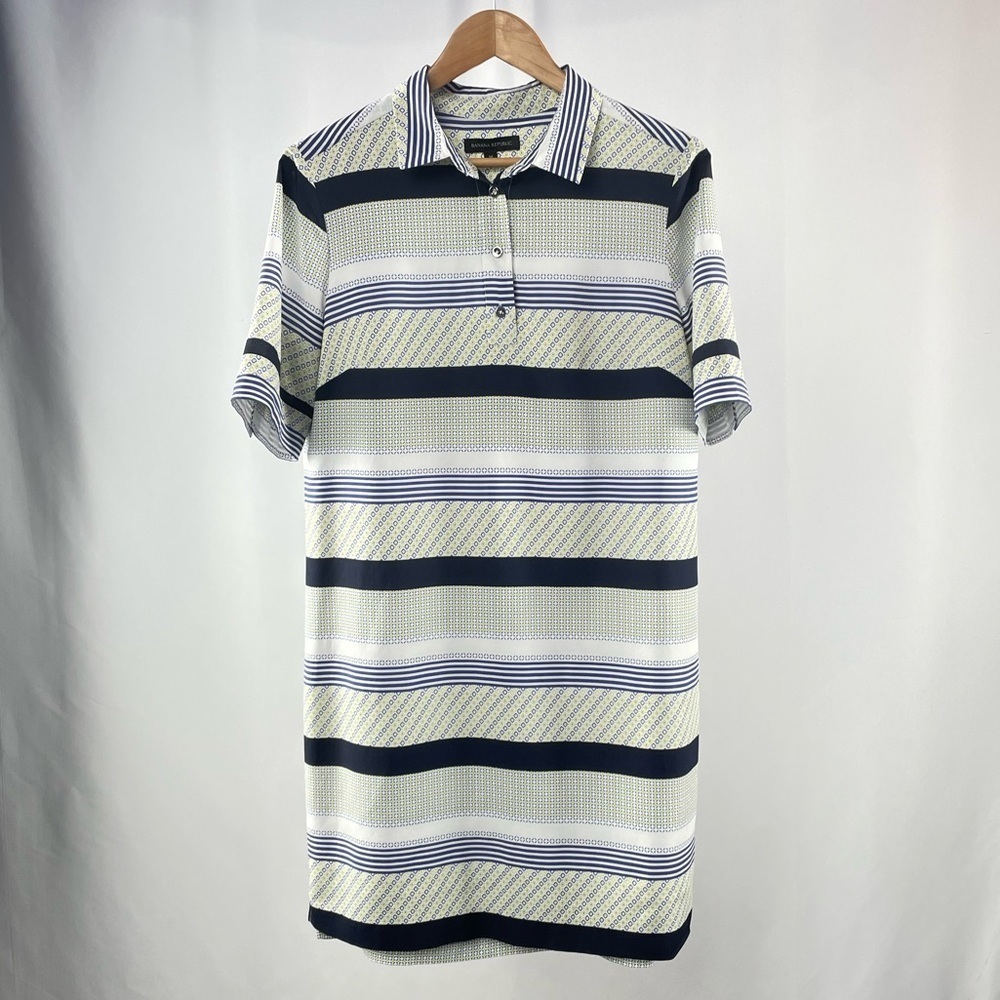 Banana Republic Striped Mini Dress - Navy, White, Cream